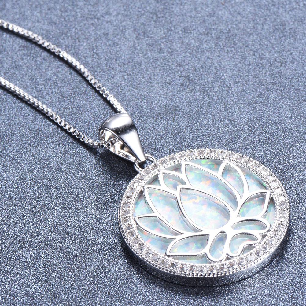 Necklace Circular Hollow Lotus Pendant