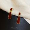 No pierced ear clips~ Burgundy new French retro stud earrings women's niche fashion mosquito coil disc earrings high sense