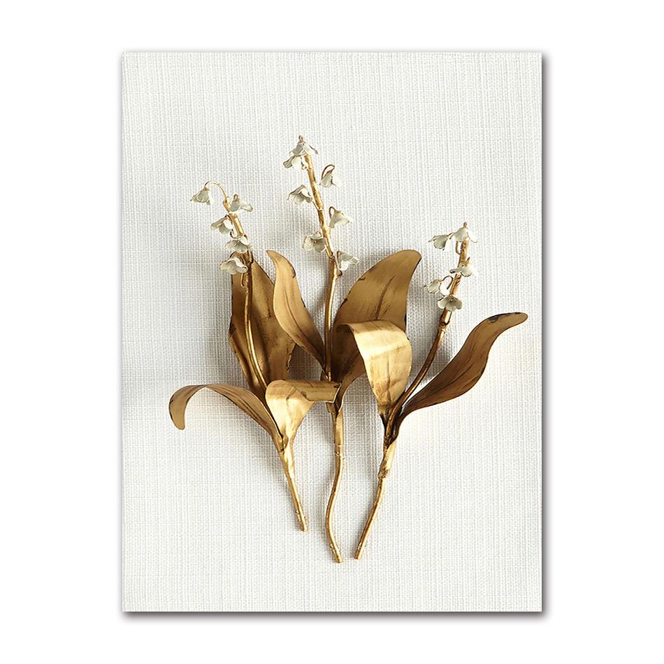 Gold Leaf Posters And Prints Cuadros Wall Art Pictures For Living Room Home Decoration Unframed Abstract Canvas Paintings