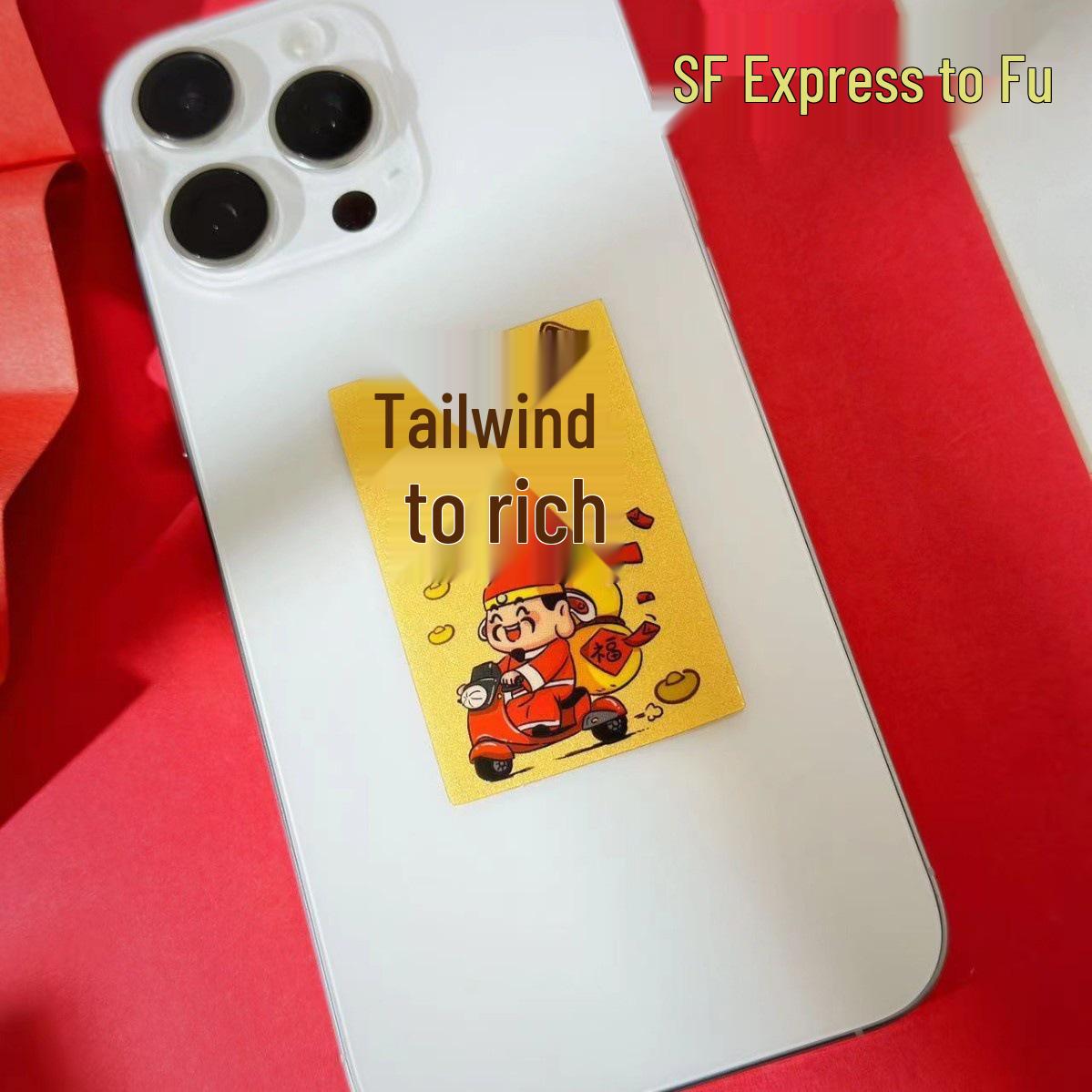 Cartoon Dazzling 999 Pure Gold Mobile Phone Sticker for Wealth - 3mg Eight Directions Design