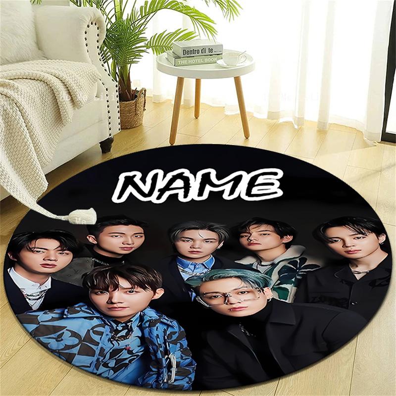 Personalized K-Kpop Team Round Chair Office Rug - Perfect for Mat, Office Chair & More - Ideal Gift for Birthdays and Holidays
