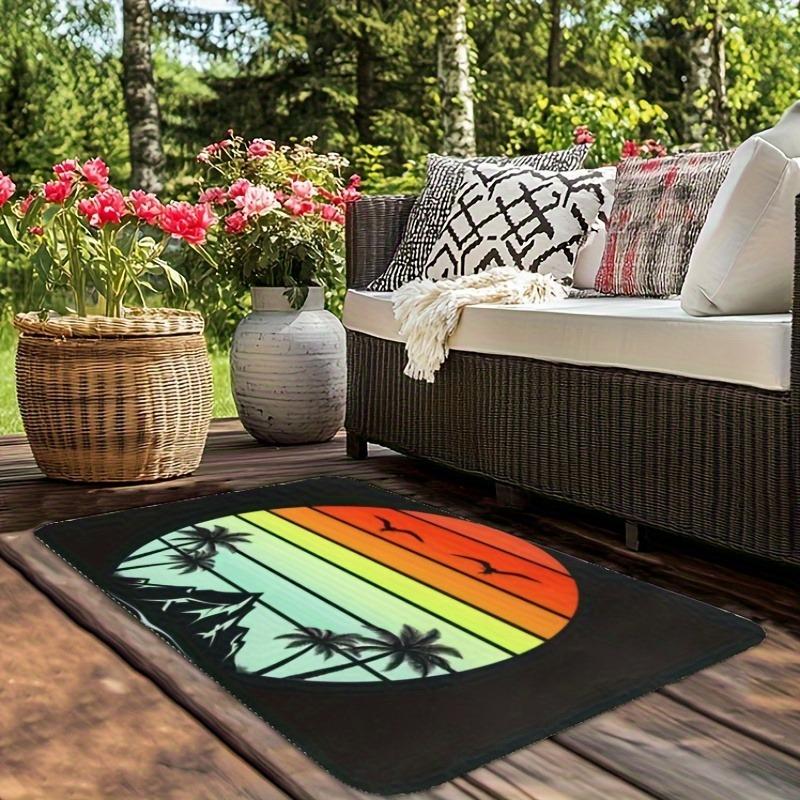 1PC Tropical Dusk Pattern Kitchen Rug Non-Slip Door Mat Pop Design Bathroom Rug Bath Mat Carpet for Home Sink Laundry Ecoreeree