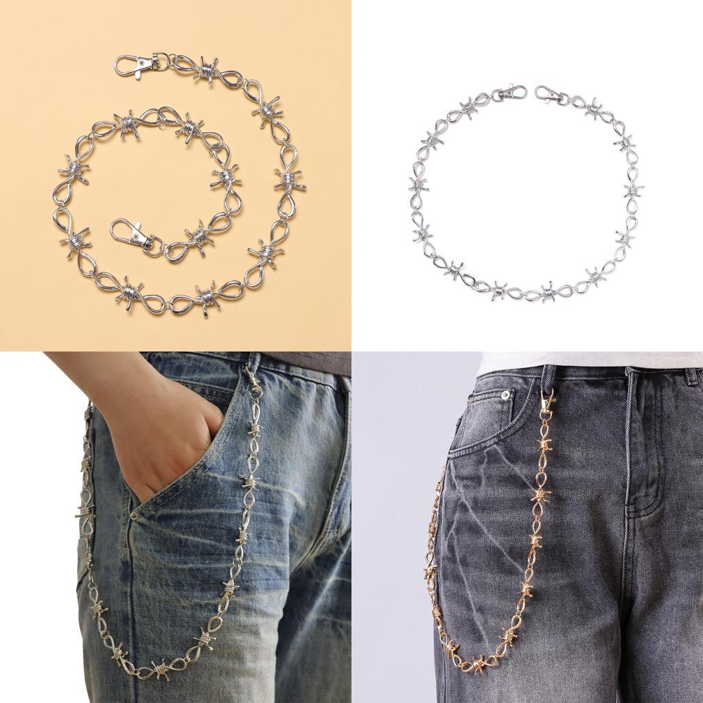 Punk Fashion Metal Waist Chain With Spikes For Adults Casual Hip Hop Wear