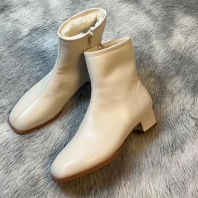Waterproof Warm Snow Boots Women 2025 New Winter British Style Fashion Soft Leather Side Zipper Wool Ankle Boots High Heel Shoes