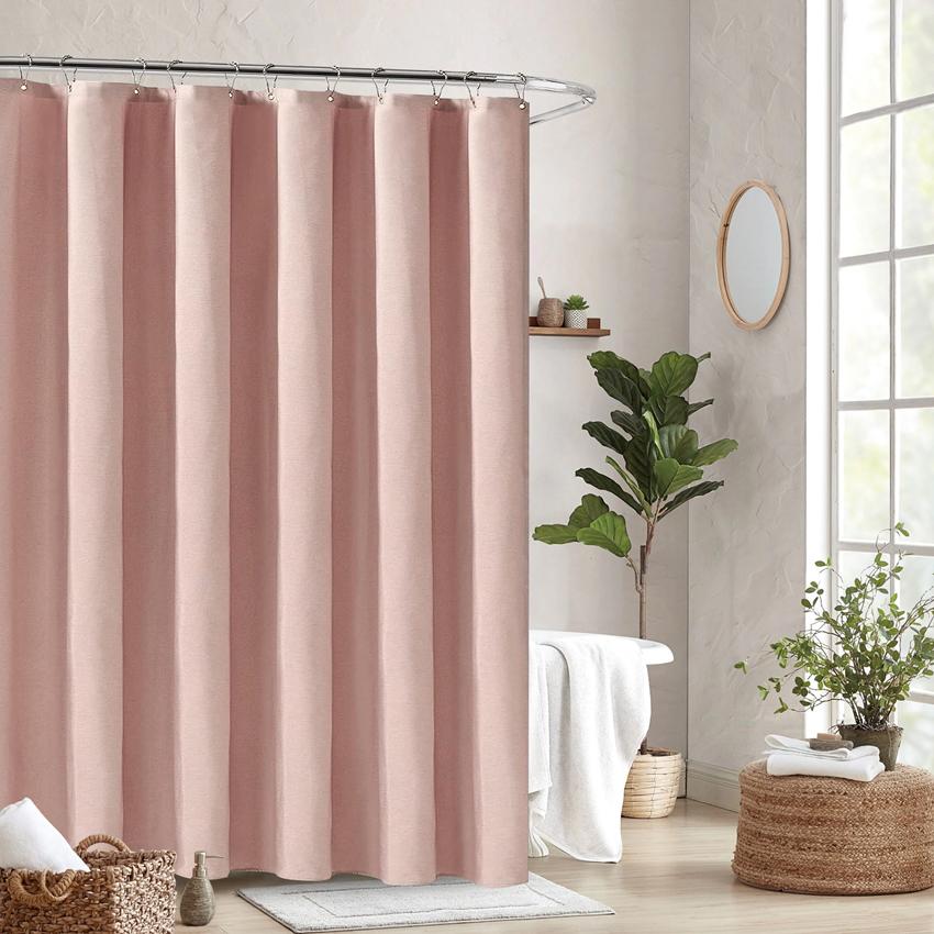 Luxusní plátěný sprchový závěs se stříbrnými kovovými háčky Koupelna Vodotěsná Silná látka Vanové závěsy Vana Velký koupací kryt