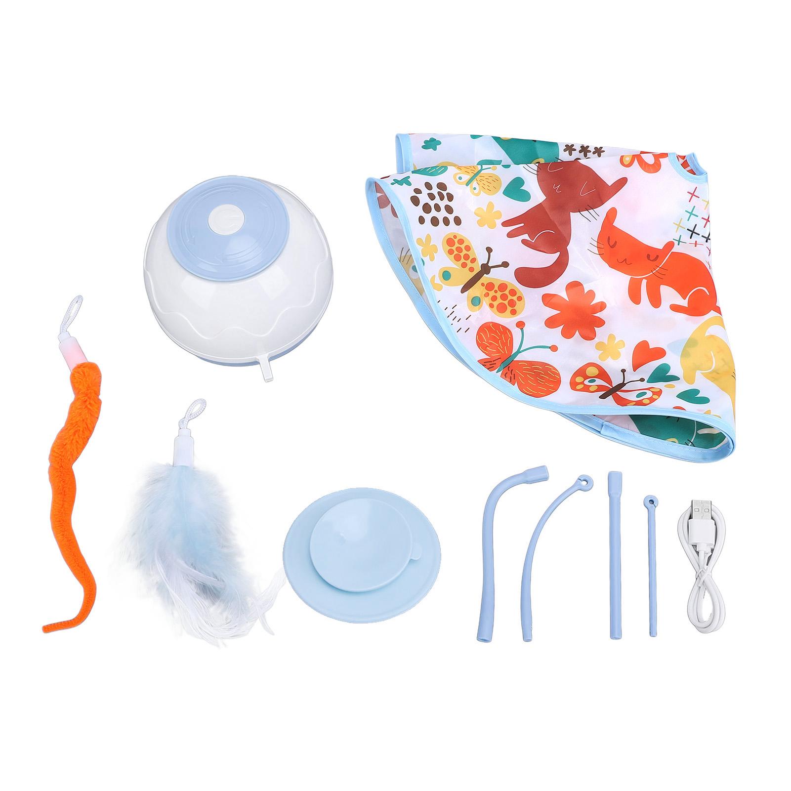 

Умная интерактивная игрушка для кошек со светодиодной подсветкой, 4-скоростная вращающаяся электрическая палочка для игрушек с перьями синий