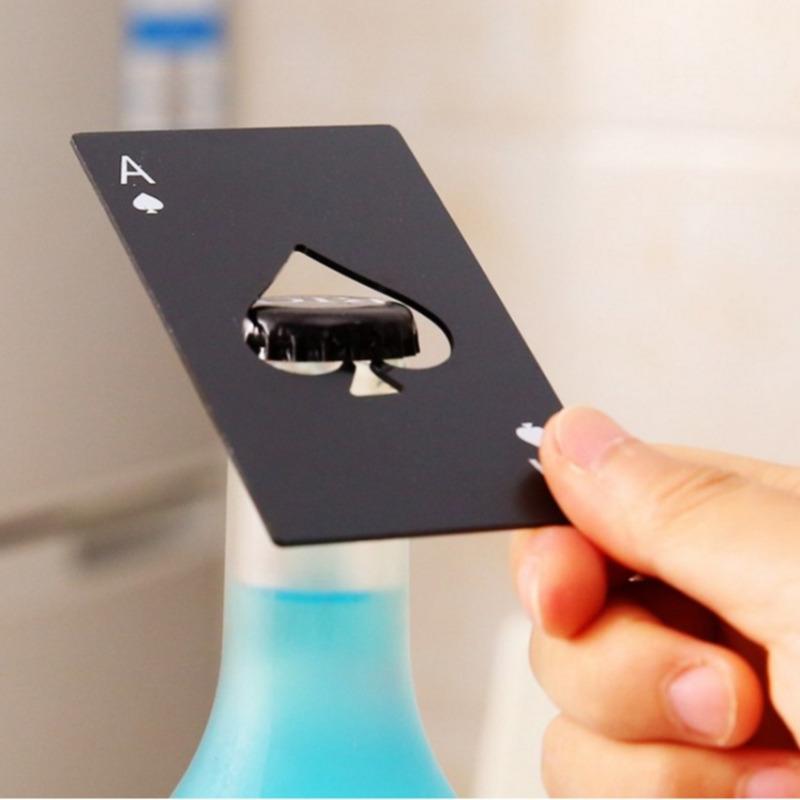Spades A Credit Card Type Bottle Opener Creative Playing Card Shape Stainless Steel Portable Bottle Opener Beer Screwdriver