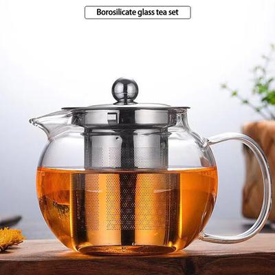 Glas Teekanne Kessel 650ML/950ML/1300ML Teekanne mit Edelstahl Sieb Einsatz Filter Tee Tasse Set Küchenzubehör