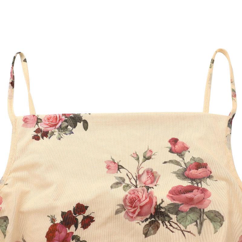 Spring/Summer French Style Rose Mesh Slip Dress