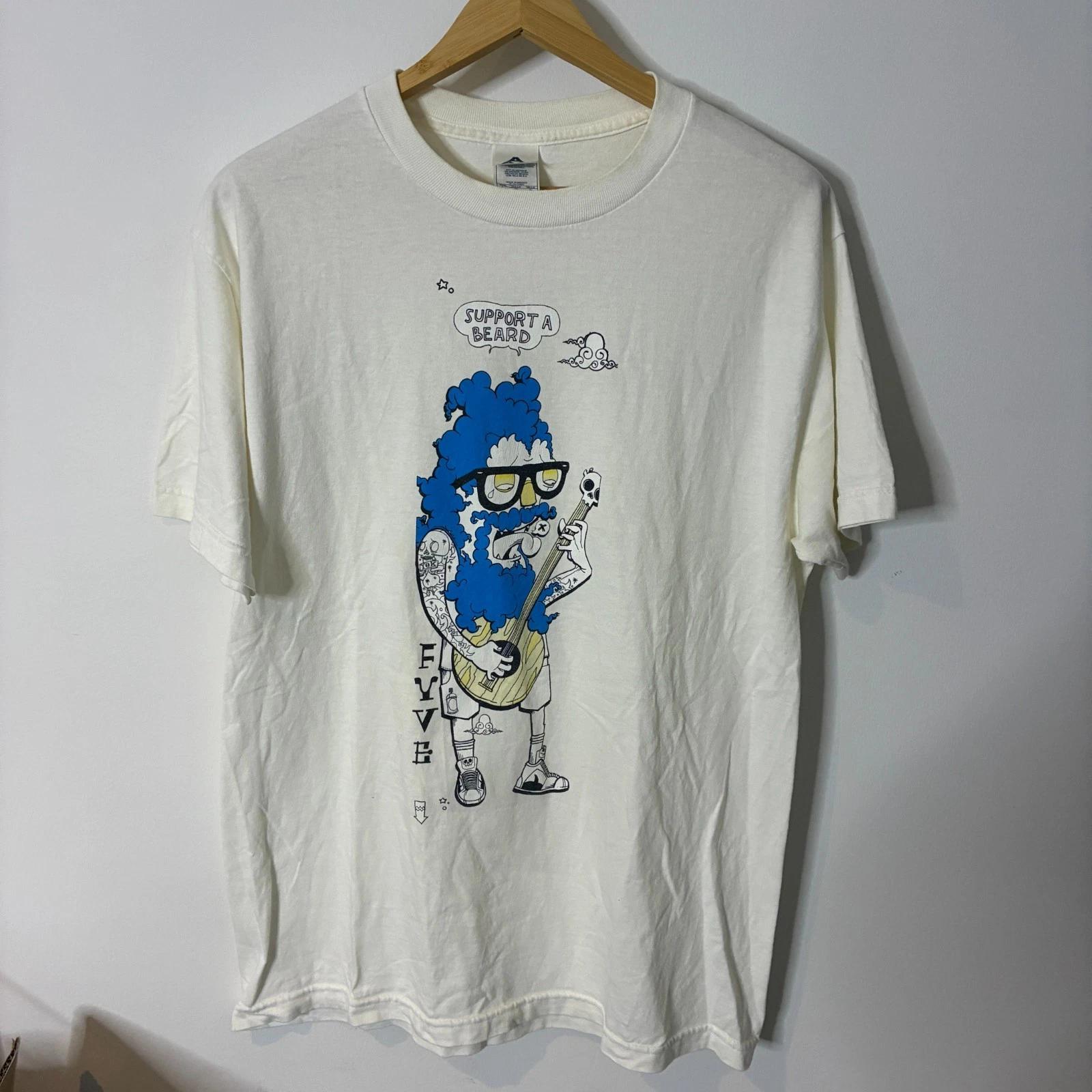 

Support A Beard Shirt Mens Large White Paink Art Graphic Short Sleeve Tee L