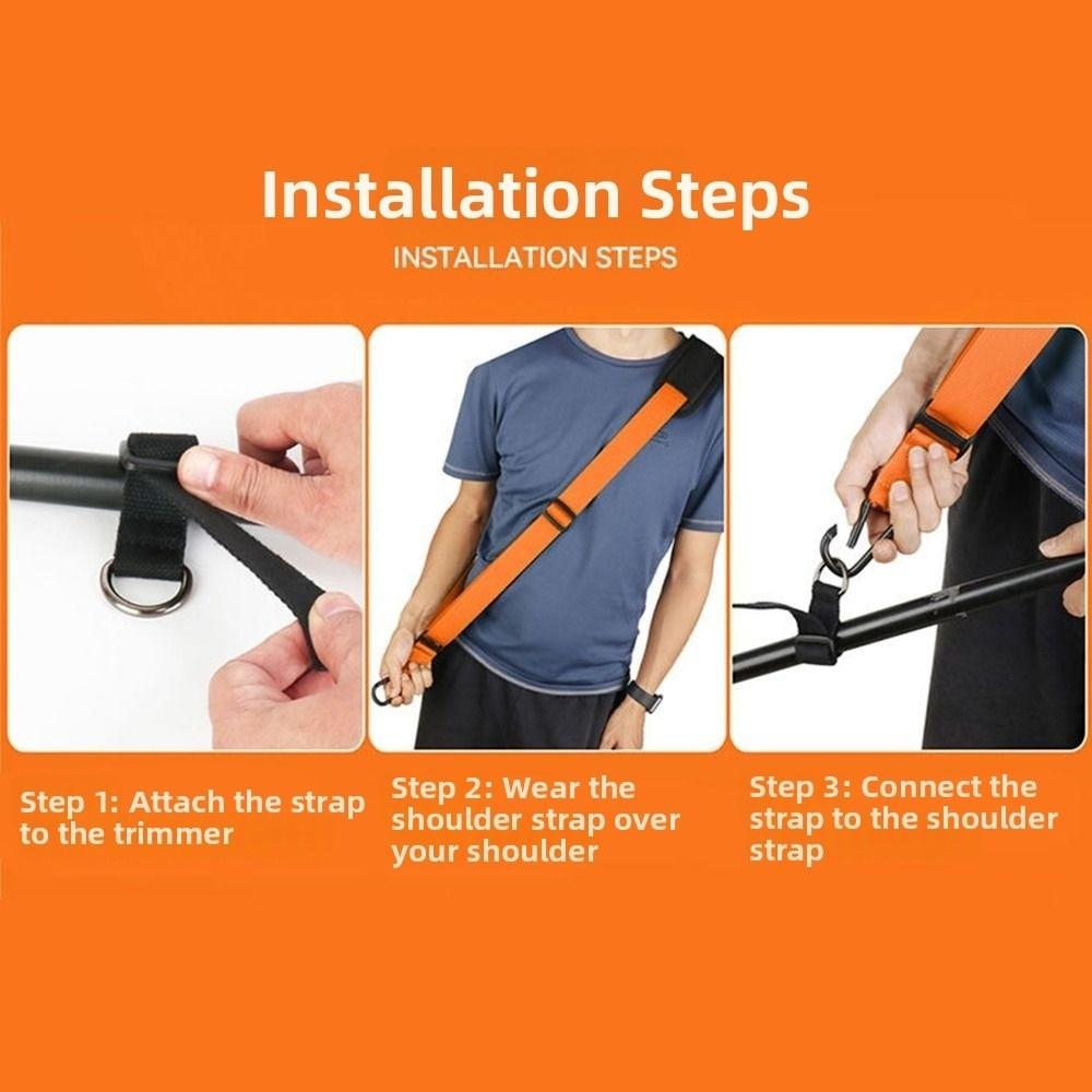 Adjustable Mower Shoulder Strap Durable Nylon Metal Hook String Trimmer Harness Easy Installation Ergonomic Weight Distribution