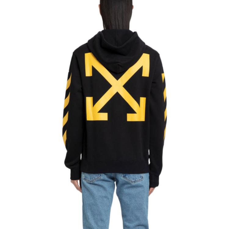 Off-White Diag Arrow Slim Hoodie Black/White Men Tops OMBB097C99FLE0131001