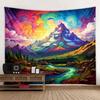 Natural Landscape Oil Painting Tapestry Wall Hanging Bohemian Mountain Forest Background Wall Bedroom Aesthetic Decoration