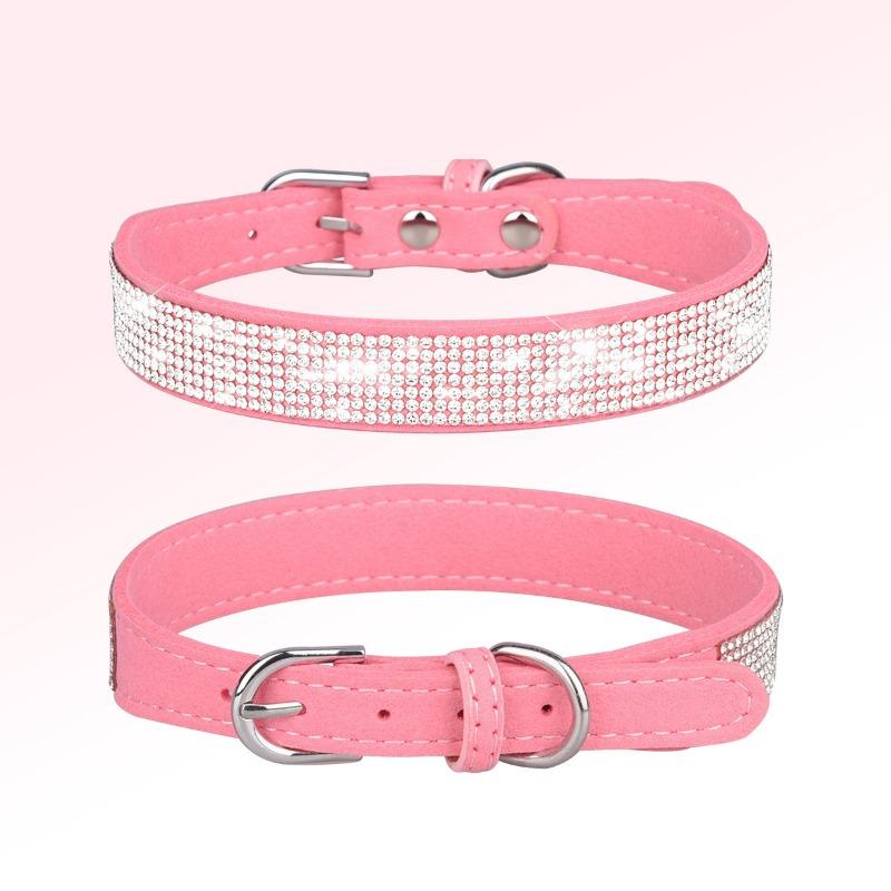 Pet Collar Rhinestone Dog Collar Lettering Nameplate Dog Neck Ring Anti-loss Removable Flower Cat Scarf