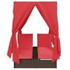 Double Sun Lounger Red 205 x 129 x 200 cm Poly Rattan
