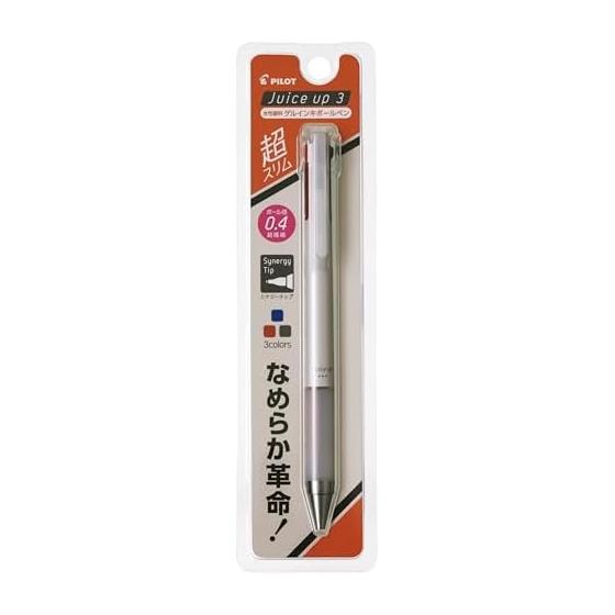PILOT Gel Ink Ballpoint Pen Juice Up 3 0.4mm (Black/Red/Blue) White PLKJP50S4W Pack Pilot