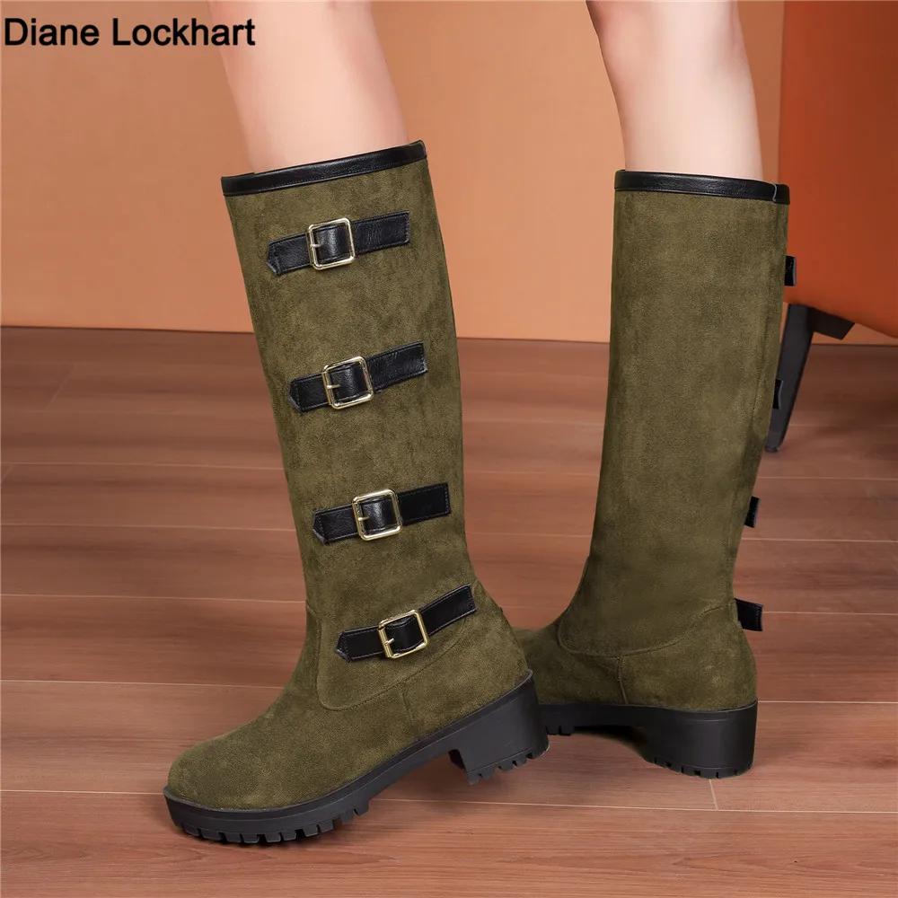 Fashion Women Boots Strap Buckle Knee High Boots Thick Heel Platform Boats Long Autumn Winter Was Thin Jane High Simple Bota Mujer