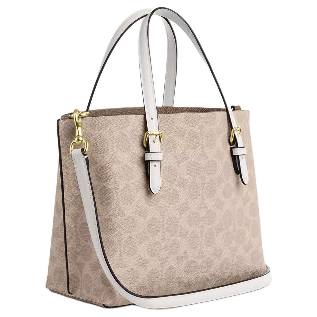 Coach Mollie Brand Logo Detachable Shoulder Strap Coated Canvas Tote Bag Shopping Bag Shoulder Crossbody Handbag 25 Women Tote Sand Chalk CV965-IMXDM