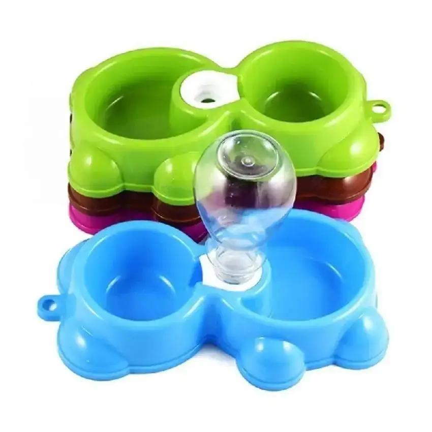 1 Pcs High Quality Dual Port Dog Utensils Bowl Cat Drinking Fountain Food Dish Pet Automatic Water Dispenser Feeder