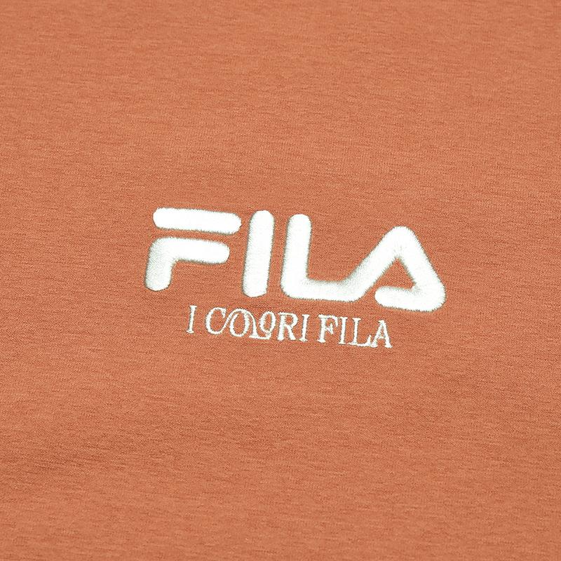 FILA Original Classic Embroidered Logo Simple Fashion Retro Casual Sports Comfortable Knitted Short Sleeve T-Shirt Unisex Tops Orange F51U619103FOR