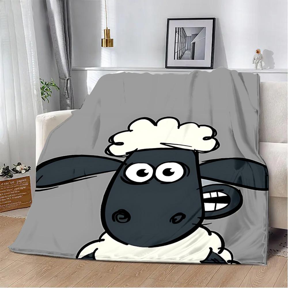 

Cartoon the Sheeps Printed Blanket Picnic Blankets Warm Blanket Soft and S-shauns Comfortable Blanket Home Travel Birthday Gift 80x60in