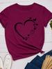 Butterflies Heart Print Women T Shirt Short Sleeve O Neck Loose Women Tshirt Ladies Tee Shirt Tops Clothes Camisetas Mujer
