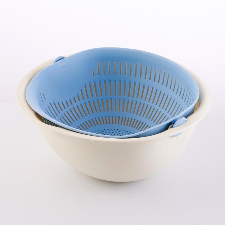 Double Drain Basket Washing Basket Multi-function Rotating Fruit and Vegetable Basket Practical Kitch