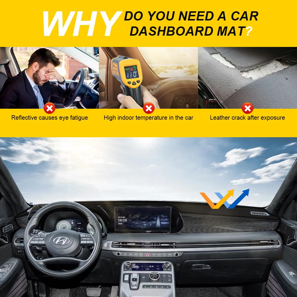 LHD Car Dashboard Cover Mat Pad for Hyundai Palisade 2020-2024 Anti-UV Dash Sunshield Protect Carpet without HUD Anti-Reflective
