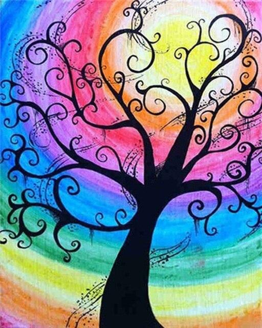 

Красочное дерево Diy алмазная живопись 5D полная круглая дрель любовный пейзаж Алмазная вышивка мозаика украшение дома настенный художественный постер Full Round 20x30CM