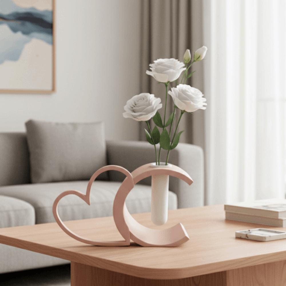 Modern Heart-shaped Vase Imitation Ceramic Hydroponic Vase Flower Vases  Dining Table