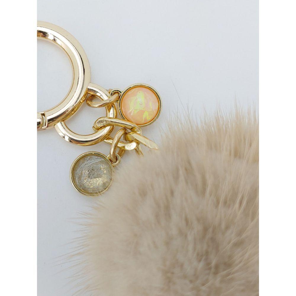 LALA Natural Mink Fur Keychain - L Beige