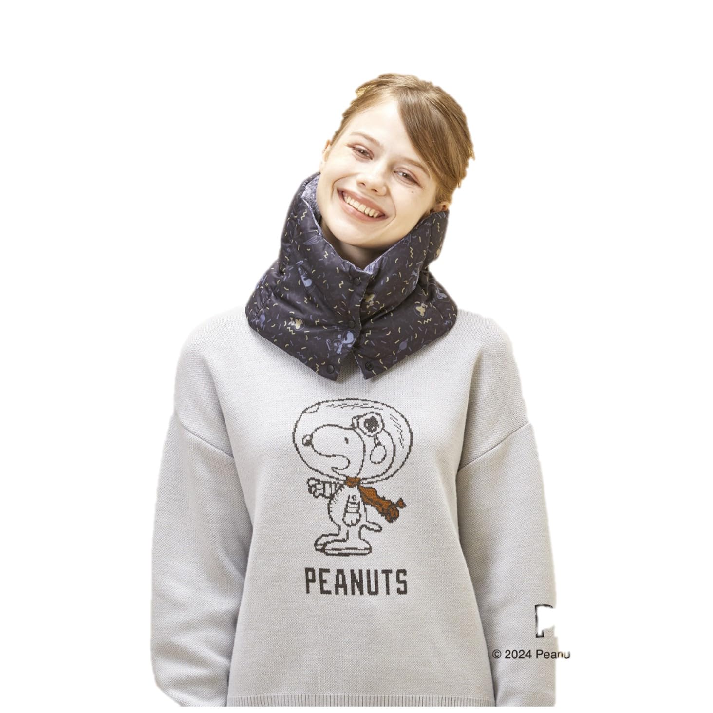 

Mizuno PEANUTS Breath Thermo Padded Neck Warmer, Snoopy, Heat-Generating Material, Winter, B2MYBY60, Unisex, Black, F