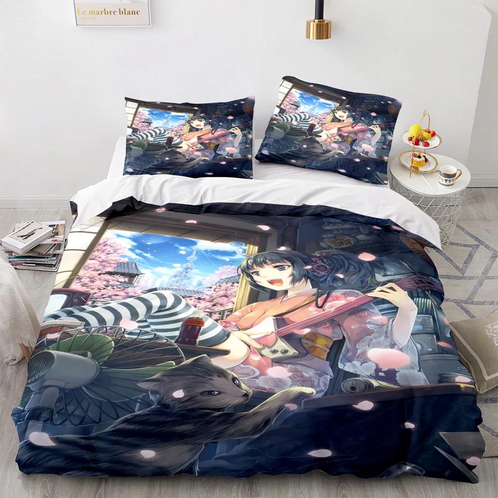 3D Printed Kawaii Girl Bedding Set Anime Sexy Girl Duvet Cover Double Twin Full Queen King Adult Kids Bedclothes Quilt Cover