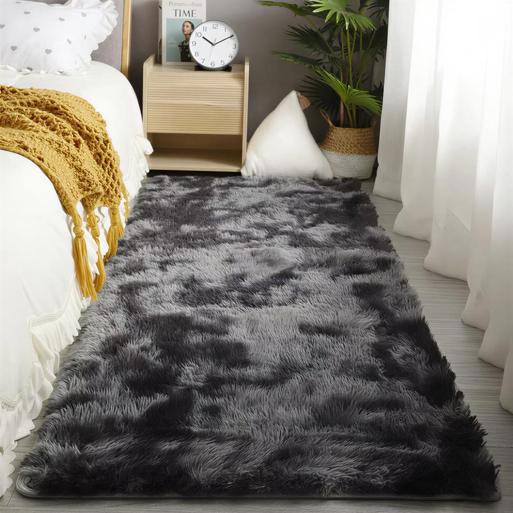 Tie Dye Shaggy Area Rug Soft Fluffy Non Slip Bedroom Carpet Plush Bedside Mat for Living Room Decor