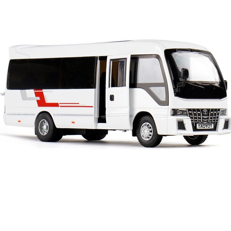 1/32 Toyota Coaster Металлический Автобус Литой Металлический Пассажирский Автобус Модель Автомобиля Звук и Свет Имитация Коллекция Игрушки для Детей Подарок белый