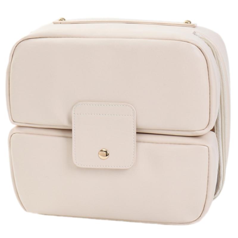 

Fashionable Toiletry Cosmetic Storage Bag Practical Travel Makeup Bags Multiple Pockets For Traveler And Commuters бежевый