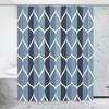 Fabric Geometric Shower Curtain, Mid-Century Modern Geometric  Herringbone Chevron Blue Black Gray Square Bathroom Decoration