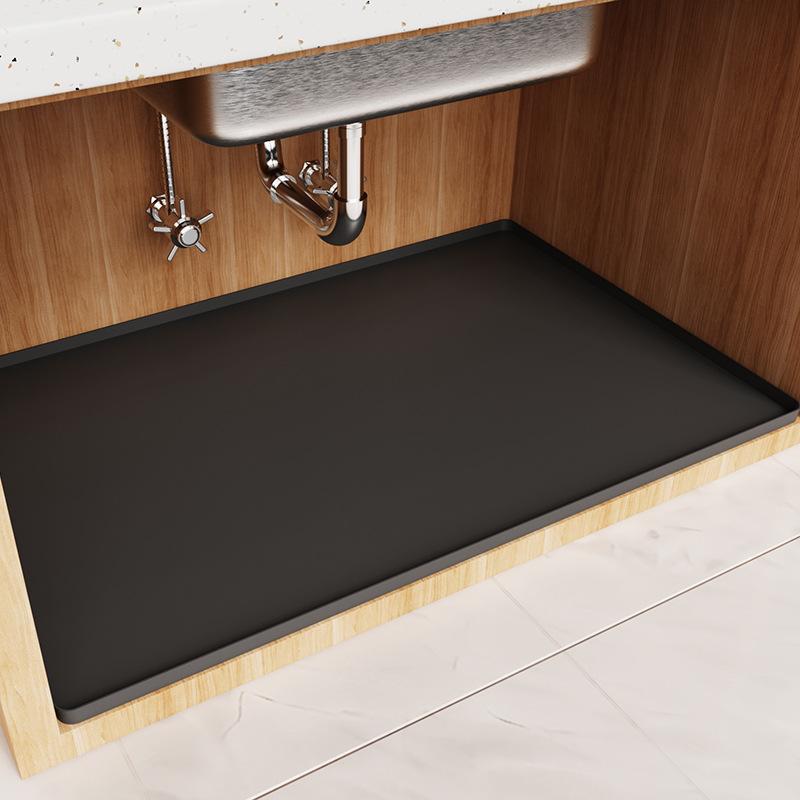 

1pcs/set Silicone Under Sink Mat Waterproof Cabinet Liner Protector with Drainage Kitchen Dish Drying Tray Organizer 86.4x55.8cm