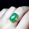 New in Natural Jade Chalcedony Ring Vintage Classic Green Square  Rings for Women Fashion Chinese Style Charm Banquet Jewelry