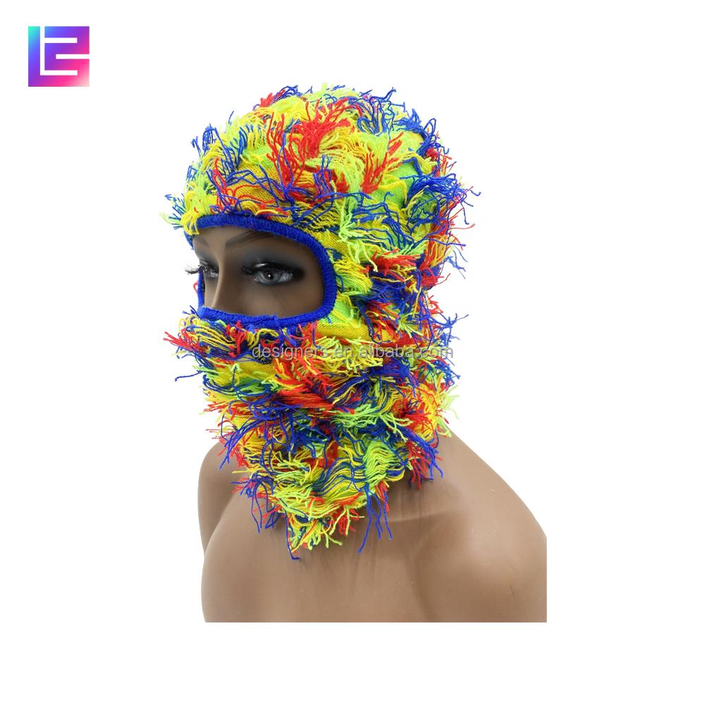 Gestrickte Sturmhaube Gesichtsstrick Ganzgesichtsmaske Abdeckung Ein Loch Designer Grasig Used Flauschig Sturmhaube Skimaske