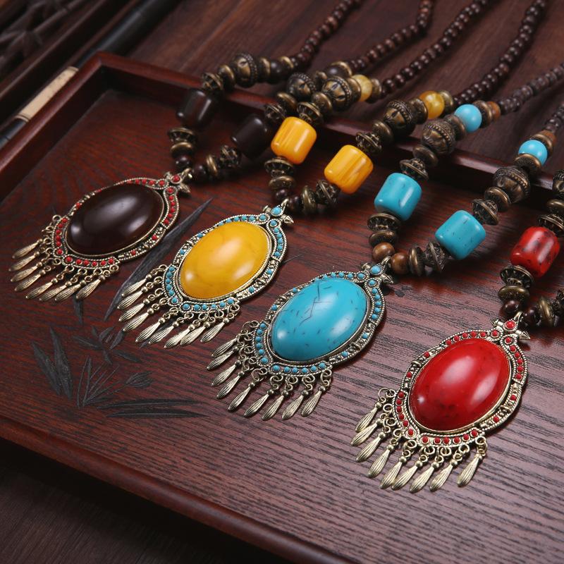Landie Yunnan Tibetan Ethnic Style Bohemian Necklace Bead String Performance Pendant Accessories