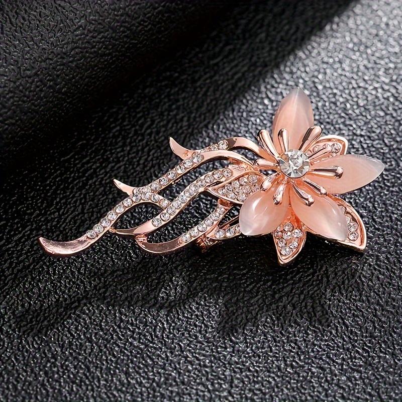 Elegant Vintage Rhinestone Orchid Brooch for Women - Sparkling Floral Pin - Intricate Scarves, Jackets, Dresses Weddings Parties Events, Flower Brooch