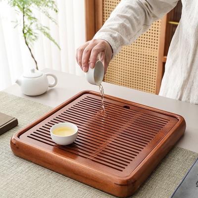 Rosewood Solid Wood Tea Tray for Desk, Office Integrated Water Storage & Drainage Tray, Tabletop Tea Ceremony Drip Plate