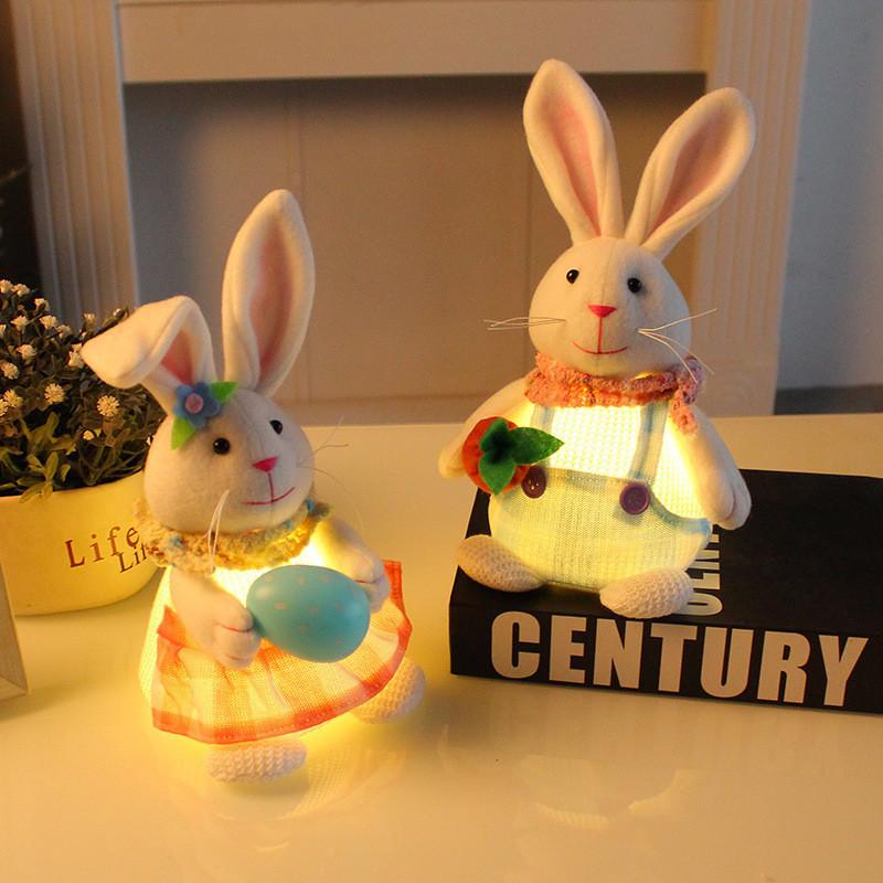 Rabbit Standing Plush Toy Cartoon Shaped Radiant Carrot Egg Decoration Easter