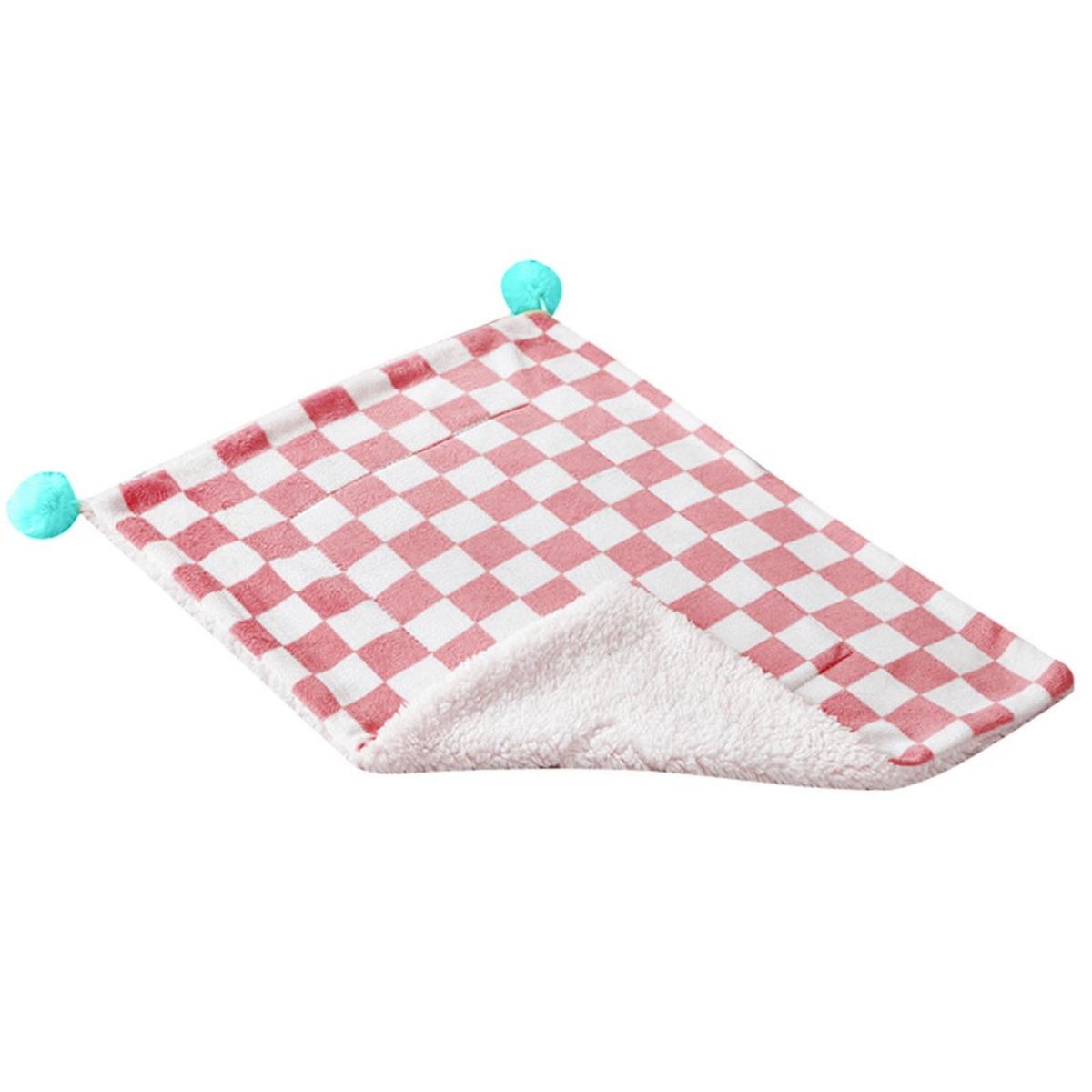 

Яркий цветной клетчатый узор Коврик для кровати для домашних животных Теплый мягкий удобный плюшевый коврик для кошек и собак M розовый