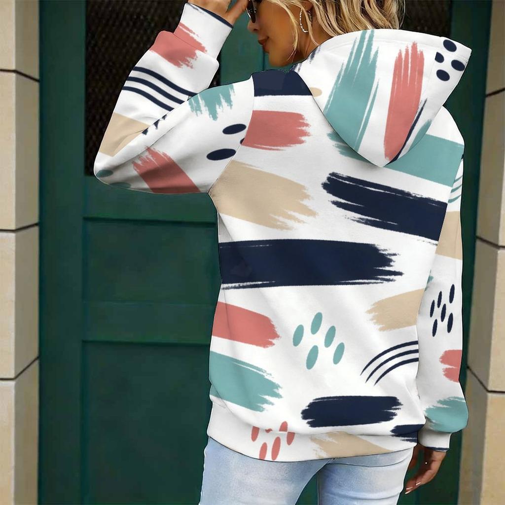 Women s Plus Size Swirl Gradient Printed Hoodie Long Sleeve Drawstring Kangaroo Pocket Pullover
