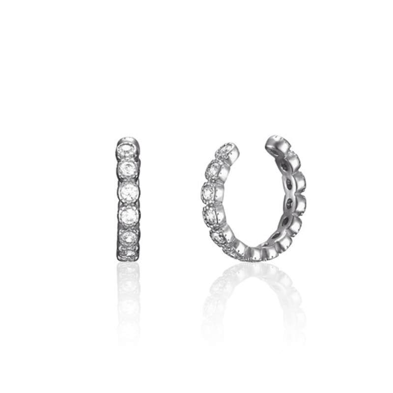 LUNNE Silver Flower Dot Q Ear Cuff #LSE06