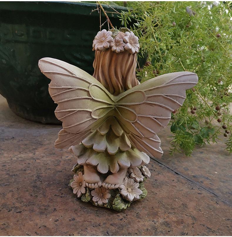 Vintage Flower Fairy Resin Garden Ornament - Angel Sculpture