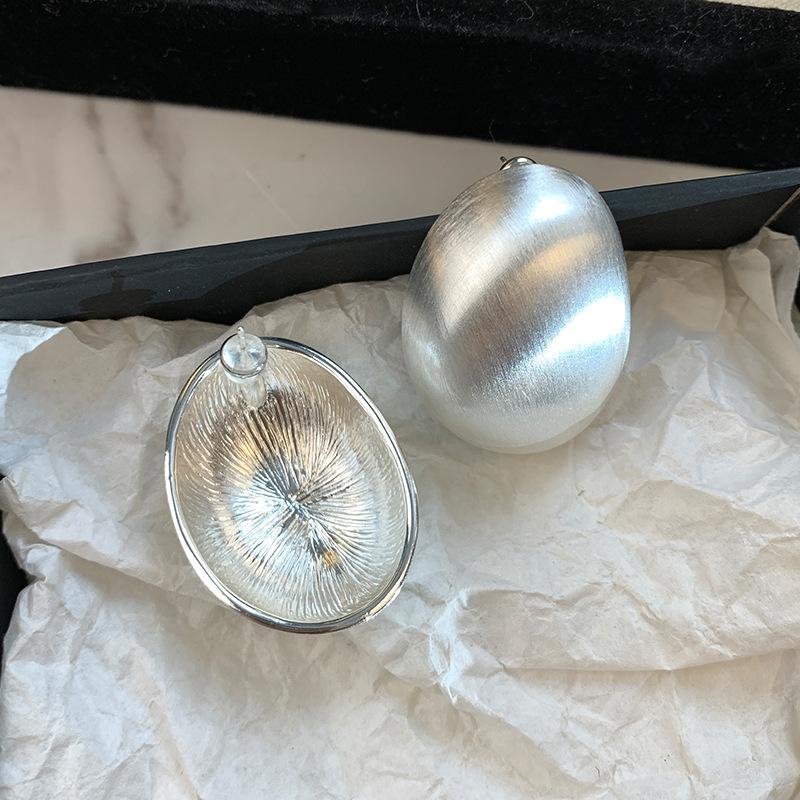 925 Silver Needle Retro Brushed Metal Ball Earrings Women's Niche Temperament High-end Stud Earrings New Earrings
