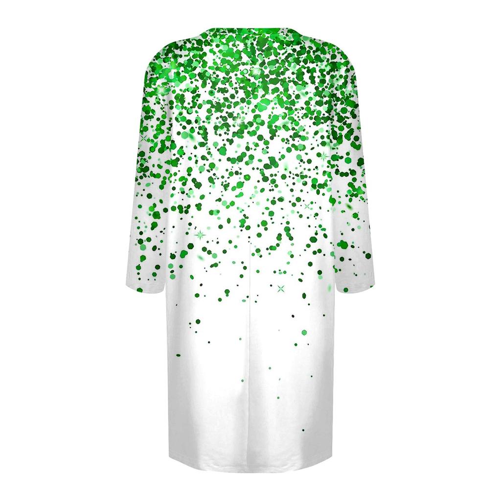 Women's  Casual 3/4 Sleeve Shirts Fashion St Patrick's Print Tunic Tops With Pockets